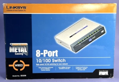 Linksys SD208 Cisco System Gray/Silver 8-Port 10/100 Standalone Network L15-09 - Image 1 of 4