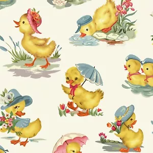 Tela de algodón crema para patitos BTY Little Darling Springtime por yarda - Imagen 1 de 1