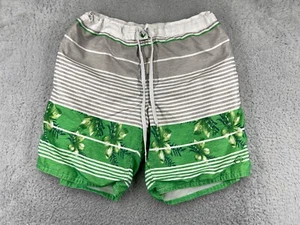 OP Ocean Pacific Swim Trunks Mens 2XL XXL Gray Green Floral Striped Polyester - Picture 1 of 13