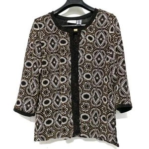 Alfred Dunner Tunika Metallic Geometrisch Gold Schwarz Weiß L - Bild 1 von 4