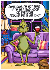 GRINCH - MAL HUMOR O IDIOTAS * ACEO Personalizado * Divertida Novedad * Tarjeta de Arte - Imagen 1 de 1