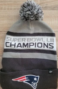 47 NFL NEW ENGLAND PATRIOTS SUPER BOWL LIII CHAMPIONS POM WINTER BEANIE MÜTZE - Bild 1 von 4