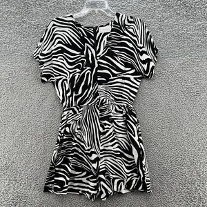 Anthropologie Corey Lynn Calter Romper Women Small Black White Zebra Print Short - Picture 1 of 15