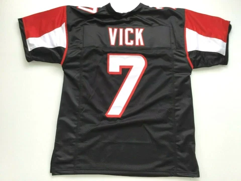 UNSIGNED CUSTOM Sewn Stitched Michael Vick Black Jersey - M, L, XL, 2XL Cover