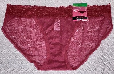 Calcinha de biquíni feminina MAIDENFORM luxuosa renda elástica especiaria vermelha cintura V P M G GG - Imagem 1 de 4