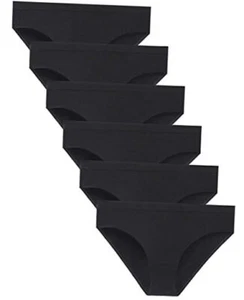 Womens Bikini Panties Seamless Underwear, Soft Stretch Small Black 6pack - Picture 1 of 7