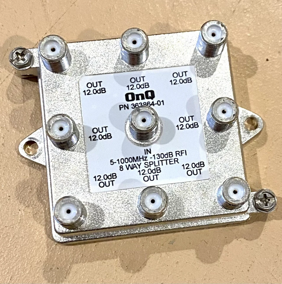 OnQ High Performance 8-Way Cable TV Splitter 363864-01 OTA Coaxial 5-1000M - Image 1 of 1