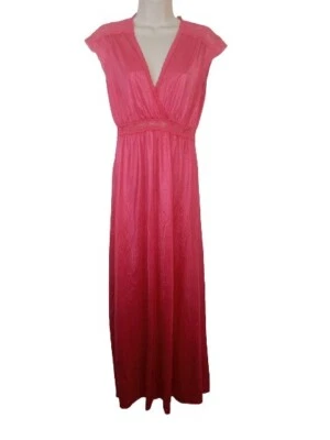 Camisón Miss Elaine vintage años 70 coral encaje satinado hecho en unión EE. UU. M Foto 1 de 3