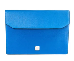 100% Authentic MCM Briefcase Saffiano leather Blue MMU4SLS03LU001 - Picture 1 of 5