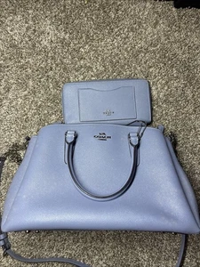 Bolso de Hombro Coach Cuero Granulado Bolso con Asa Azul F28977 - Con Cartera - Imagen 1 de 24