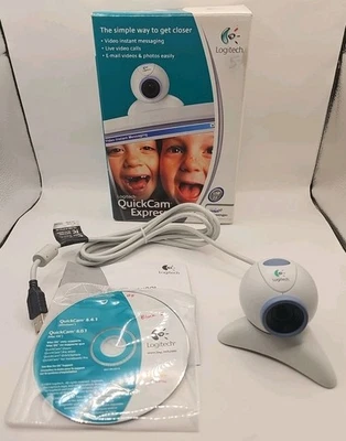 Logitech 961322-0403 Quick Cam Express Web Camera + Box + Install Disc + Manual - Image 1 of 4