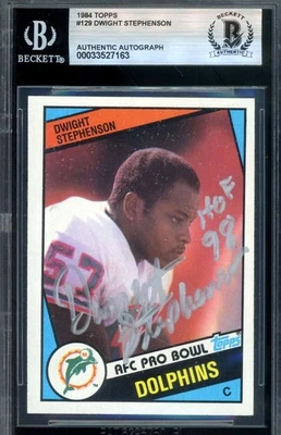 Dwight Stephenson Beckett BAS Signed 1984 Topps Rookie Autograph Dolphins - Image 1 of 2