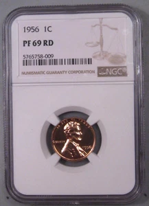 Gorgeous Red Proof 1956 Lincoln Wheat Penny NGC PF69RD. #21 - Picture 1 of 6