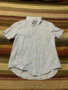 Polo Ralph Lauren Shirt Boys 5 Blue striped Classic RL Untucked Fit Dressed Pony - Picture 1 of 4