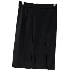 Akris Punto Asymmetrical Bias Cut Pleated Black Wool Pencil Skirt Size 4 EUC - Picture 1 of 5