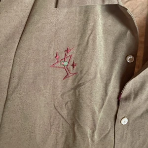 VTG BC Ethic Lounge Shirt Men's XL Olive Martini Loop Collar Shiny USA Made - Picture 1 of 6