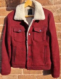 Zara rot meliert Strick Sherpa gefüttert Trucker Stil Jacke Medium 38" Brustumfang  - Bild 1 von 11
