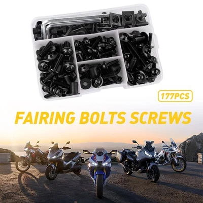 Винты обтекателя болтов в комплекте для мотоцикла 177 шт черные комплект подходят для Kawasaki Yamaha XH - Изображение 1 из 4