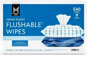 Member's Mark Flushable Wipes, Fresh Scent, 540 ct. - Picture 1 of 5
