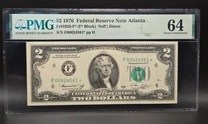 1976 $2 Two Dollar- FRN-Atlanta-⭐STAR note⭐-(F* Block) PMG 64 - Picture 1 of 2