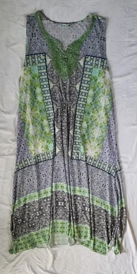 Vestido Unity World Wear para mujer 2X túnica verde midi sin mangas bohemio caprichoso Foto 1 de 4