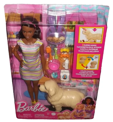 NIB BARBIE NEWBORN PUPS DOLL & PETS  PLAYSET GIFT - Image 1 of 4