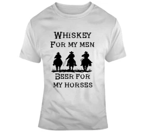 T-Shirt Whiskey For My Men Bier für meine Pferde Western Cowboy lustig Country Geschenk - Bild 1 von 3