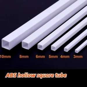 Weißes ABS Kunststoffrohr Vierkant Hohlrohr Modell Handarbeit DIY 2-10mm Länge 500mm - Bild 1 von 7