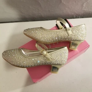 Walofou MK31 Size 2 CHAMPAGNE GIRL GLITTER Dress Shoes - Picture 1 of 5