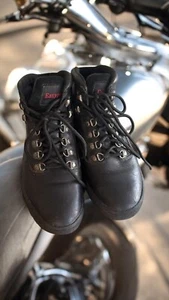 Sehr guter Zustand Easyriders Damen 7M schwarz Leder Motorrad Schnür Biker Stiefel - Bild 1 von 6