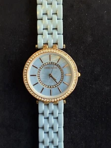 AK12620 Anne Klein Women's Watch Acrylic Bracelet Powder Blue Color Cubic Bezel - Bild 1 von 8