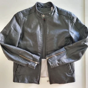 Danier Canada Black Mens Leather Jacket Small Petite Pockets Coat - Picture 1 of 20