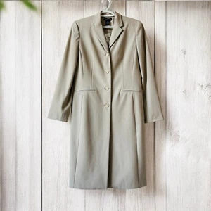 Ann Taylor Long Fitted Coat Wmn’s Sz 8 Beige Polyester Blend Fall Winter Staples - Picture 1 of 11