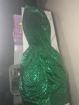 Adult Metallic Hologram Shiny Mermaid Skirt Costume Role Play - Green - Image 1 of 3