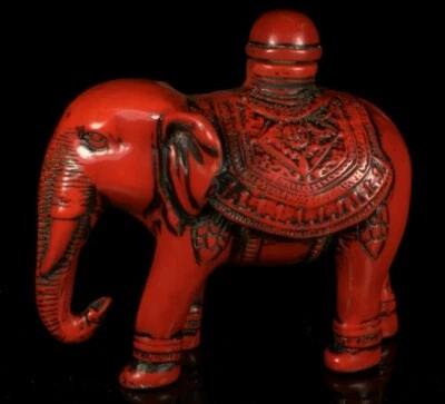 Collectable Ancient Natural Resin Red Elephant Style Snuff Bottle China Statue - Image 1 of 4