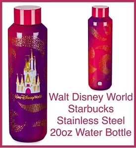 DISNEY WORLD STARBUCKS CINDERELLA CASTLE STAINLESS STEEL 20 OZ WATER BOTTLE - Picture 1 of 6