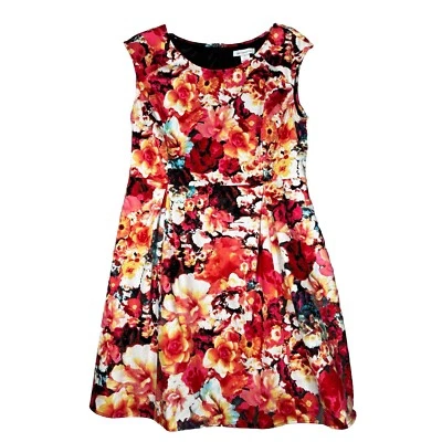 Liz Claiborne Dress Womens 16 White Red Floral Flower Garden Party Cottagecore - Image 1 of 4
