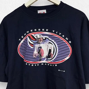 Vintage 2000 Steve McNair T Shirt Size XL Blue Tennessee Titans USA Sport Club - Picture 1 of 6
