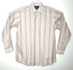 Charles Tyrwhitt Men's Dress Shirt Pink Multicolor Striped Long Sleeve Button Up