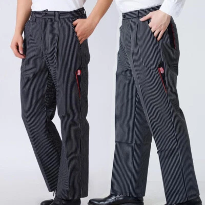 New Chef Pants Cook Kitchen Trousers Catering Work Baggy Elastic Waist Uniform - Image 1 of 4