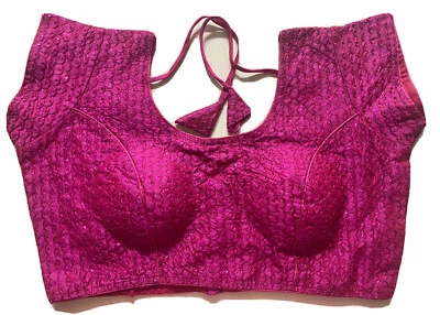 NUEVA Blusa Sari de Diseñador Listo RANI Brocado CUELLO DORI Grande XL Talla 44" EE. UU. Foto 1 de 4