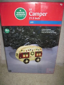 NEW Lighted LED 30" Christmas Camper Trailer Indoor Outdoor Tree Decoration - Picture 1 of 10