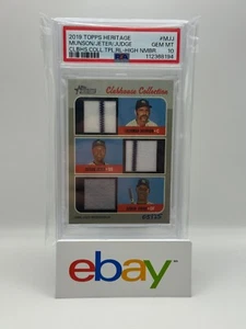2019 Topps Heritage Clbhs. Coll. Triple Relic Munson/Jeter/Judge #'d/25 PSA 10 - Picture 1 of 2