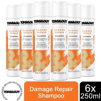 6 Pack of 250ml Toni & Guy Damage Repair Shampoo for Damaged Hair - Image 1 of 4
