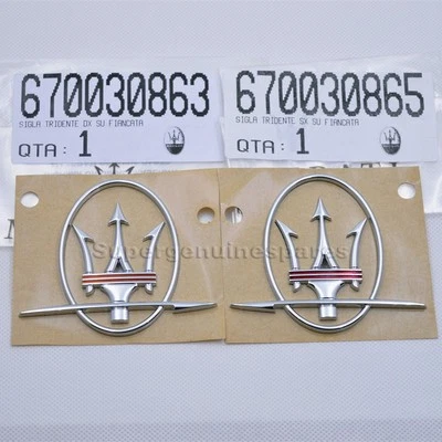 For Maserati Quattroporte GranTurismo GTS Trident RH&LH Side Emblem With Red Foto 1 de 4
