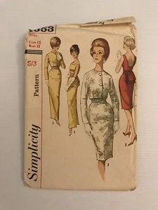Simplicity 4653 Vintage 60s Sewing Pattern Wriggle Dress Jacket and Obi-Sash Mad - Imagen 1 de 8