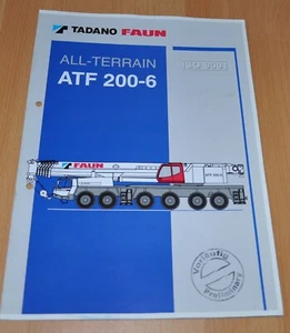 Tadano Faun All-Terrain ATF 200-6 Crane Truck Brochure Prospekt - Picture 1 of 3
