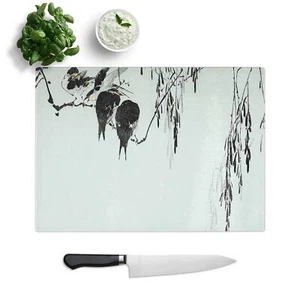 Magpies Chopping Board Glass Textured Cutting Worktop Saver Kitchen - Picture 1 of 6