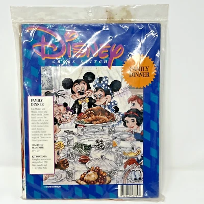 Disney Family Dinner Mickey Minnie Friends Acción de Gracias 14 Contados Punto de Cruz Foto 1 de 4