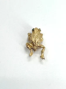 14 Karat Gelbgold grünäugiger Frosch Pin - Bild 1 von 6